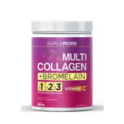 پودر کلاژن هیدرولیز شده Suplamore Collagen Multi Collagen & Bromelain Type1 Type2 Type3 300 گرم.