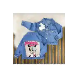 ژاکت جین دخترانه بچه گانه yns coolstar با چاپ مینی و نوشته صورتی در پشت