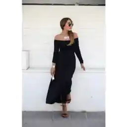 لباس قد بلند ویسکوز زنانه یقه بلند مدونا مدل Modaakamoz