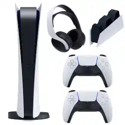 مجموعه کنسول بازی سونی مدل PlayStation 5 Digital ظرفیت 825 گیگابایت به همراه هدست و پایه شارژر مجموعه کنسول بازی سونی مدل PlayStation 5 Digital ظرفیت 825 گیگابایت به همراه هدست و پایه شارژر
