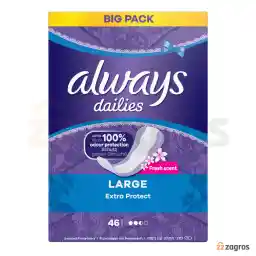 پد روزانه آلویز مدل Extra Protect سایز بزرگ بسته 46 عددی