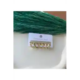 ست 6 عدد گوشواره حلقه ای AychaAksesuar با طلای استیل و سنگ های کوچک زیرکون زرد