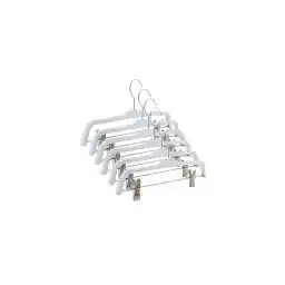 رخت آویز چوبی NYN آویز دامن شلوار بنددار رنگ سفید 6 تیکه