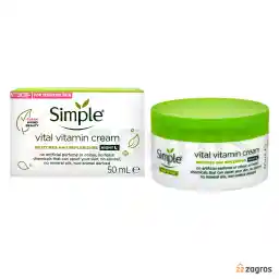 کرم شب ویتامینه و ترمیم کننده سیمپل مدل Vital Vitamin مناسب پوست حساس 50 میل