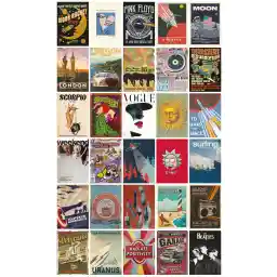 مجموعه پوستر دیواری مختلط یکپارچهسازی با سیستمعامل زیباسازی اسمارتمن مجموعه پوستر 30 تایی کلاژ