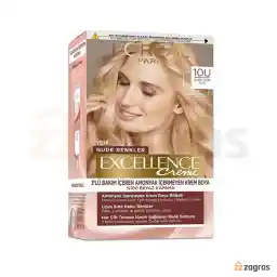 کیت رنگ مو بدون آمونیاک لورآل سری Excellence Creme شماره 10U پایه رنگ بلوند روشن نود