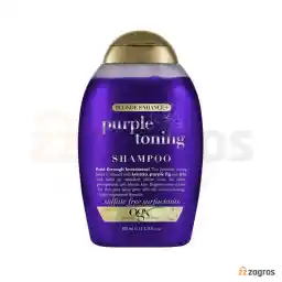 شامپو بدون سولفات ضد زردی OGX حاوی کراتین، عصاره انجیر بنفش و زنبق 385 میل