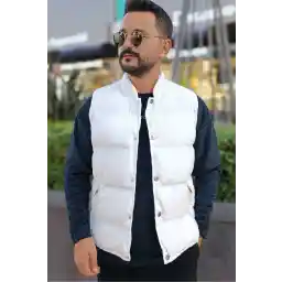 جلیقه پف دار مخملی سفید مردانه MODATUTALTUN