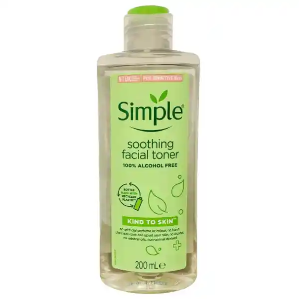 تونر پاک کننده صورت سیمپل مدل Soothing حجم 200 میلی لیتر