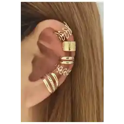 ست گوشواره غضروفی 5 تکه طلایی زنانه monalisatoka