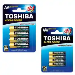 باتری قلمی و نیم قلمی توشیبا مدل سوپر آلکالاین آلفاپاور بسته 8 عددی
