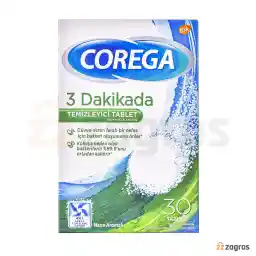 قرص تمیز کننده پروتز دندان کورگا حاوی عصاره نعناع بسته 30 عددی