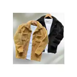 پیراهن ژاکت پشمی پشمی یونیسکس پنجاه رنگ دوتایی مشکی و برنزه