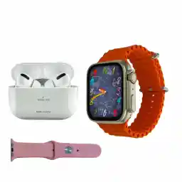 ساعت هوشمند ورنا مدل Ultra pack 01 به همراه هندزفری بیسیم دارای قابلیت های قابلیت مکالمه از طریق بلوتوث، کنترل موسیقی (Music Player)، پشتیبانی از زبان فارسی در منو و سیستمعامل بند سیلیکون