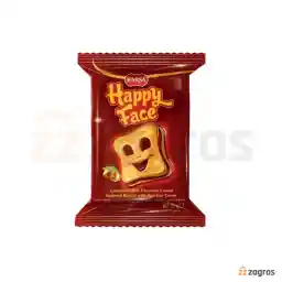 بیسکوییت ساندویچی با کرم شکلات فندقی Karsa مدل Happy face وزن 25 گرم