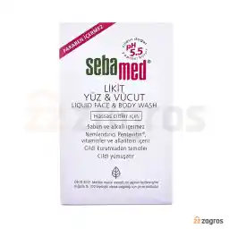 مایع شستشوی صورت و بدن محافظ و مرطوب کننده سبامد مناسب پوست حساس 200 میل