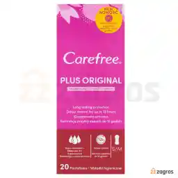 پد روزانه معطر Carefree مدل plus original سایز کوچک و مدیوم بسته 20 عددی