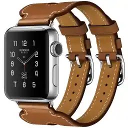 ساعت هوشمند اپل واچ سری 2 مدلHermes 38mm Stainless Steel Case with Fauve Barenia Leather Double Buckle Cuff