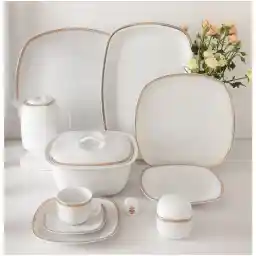 سرویس غذاخوری 98 پارچه 12 نفر چینی زرین ایران مدل ریوا سری کواترو درجه عالی