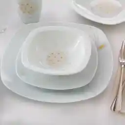 سرویس چینی 27 پارچه چینی زرین ایران سری کواترو مدل گلدن لوتوس درجه عالی