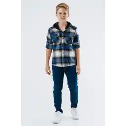 پیراهن پسرانه چوبدار BUKEM آستین تاشو کلاهدار