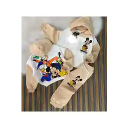 ست لباس ورزشی 2 تکه با کلاه 3 نخی میکی موس بچه نینیتا