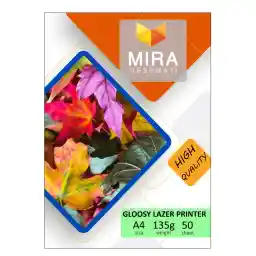 کاغذ گلاسه لیزری میرا مدل PLG135 سایز A4 بسته 50 عددی