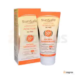 فلوئید ضد آفتاب بی رنگ سان سیف فاقد چربی +SPF50 مناسب پوست چرب، مختلط و مستعد آکنه 50 میل