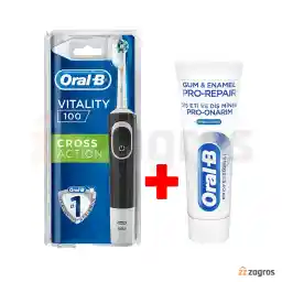 مسواک برقی اورال بی مدل VITALITY 100 CROSS ACTION رنگ مشکی به همراه یک عدد خمیر دندان مسواک برقی اورال بی مدل VITALITY 100 CROSS ACTION رنگ مشکی به همراه یک عدد خمیر دندان