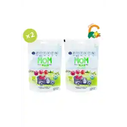 آبنبات چوبی ارگانیک MOM 2 (توت فرنگی، هندوانه، بلوبری و ویتامین C)