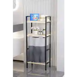 سبد لباسشویی بینو با قفسه چوبی سبد کثیف 2 طبقه سایز بزرگ سازمان دهنده حمام چند منظوره با درب