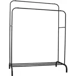 قفسه لباس فلزی O'DADDY® - قفسه لباس مشکی - قفسه لباس - قفسه لباس - جا لباسی دو نفره - قفسه لباس - قفسه کمد با جاکفشی - قفسه لباس دو نفره - 110 x 54 x (130-150) سانتی متر - تا 25 کیلوگرم در هر لوله