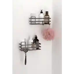 قلاب های چسب تکنوتل با 2 قفسه حمام مشکی مات ST281H