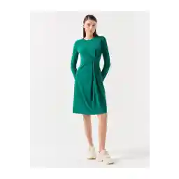 لباس میدی بافتنی با یقه آستین بلند جیمی کی تیره بنزینی