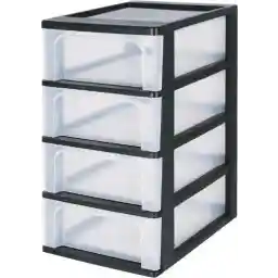 IRIS Organizer سیستم دراور صندوق دار - 4 کشو - 4 x7L - پلاستیک - مشکی/شفاف