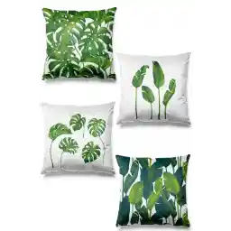 روکش کوسن جیر چهار تکه طرح مونسترای سبز دو رو Pilloveland