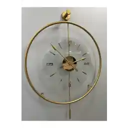شیشه شفاف متا کوارتز Aksesuar Gold Luxry، دایره فلزی 60 سانتی متری، ساعت دیواری فلزی تزئینی مدرن