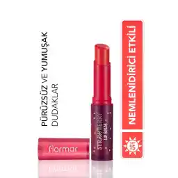 مرطوب کننده لب رنگی فلورمار استیک با روغن شی و کره کاکائو (توت فرنگی) - بالم لب - 003 - 8690604555383