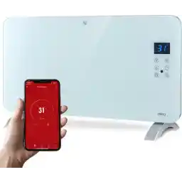 بخاری پنلی شیشه ای هوشمند MOA با وای فای - بخاری برقی - بخاری کنوکتور - بخاری پنلی - بخاری قابل حمل - سفید - PH15W