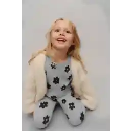 ست پیراهن ساق بلند دخترانه با طرحدار گلدار با بافت نرم