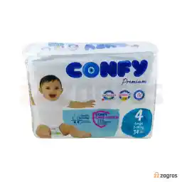 پوشک بچه کانفی پرمیوم سایز 4 بسته 34 عددی
