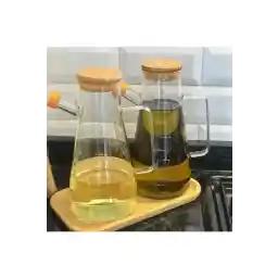 Amentes درب بامبو وکیوم بوروسیلیکات ست 3 کاسه شیشه روغن سرکه کف بامبو