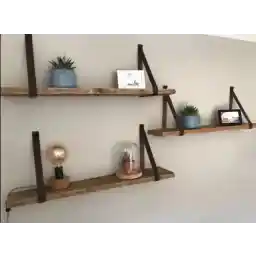 قفسه دیواری چوبی داربست MeubelZwagerij با بند چرمی مشکی