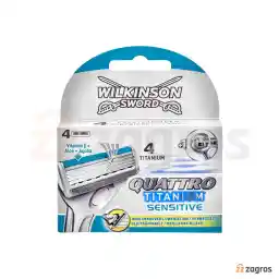 تیغ یدک اصلاح ویلکینسون مدل Quattro Titanium Sensitive بسته 4 عددی