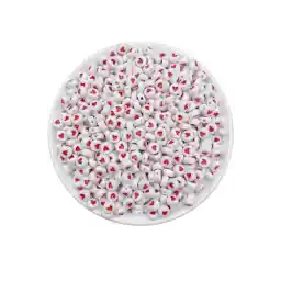 جواهر 25 گرمی تخت سفید با مهره های قلب قرمز، مهره های ساخت جواهرات قلبی 4×7 میلی متری تخت (25 گرم، ~ 190 عدد)