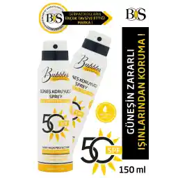 bs bubbles cosmetic 50 Spf ضد آفتاب اسپری مرطوب کننده ضد لک با محافظت بالا ضد آب 150 میلی لیتر