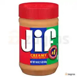 کره بادام زمینی کرمی بدون گلوتن جیف وزن 454 گرم