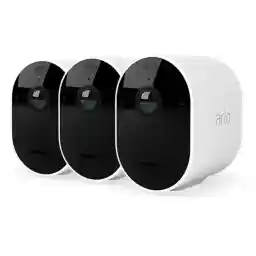 دوربین امنیتی WiFi بیسیم Arlo Pro 4، 2K HDR، دید در شب رنگی 160 درجه، آژیر و نورافکن، تشخیص حرکت، صدای دو طرفه، باتری 6 ماهه، از جمله نمونه. Arlo Secure، 3 دوربین IP، سفید