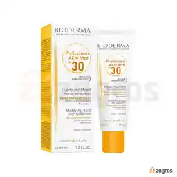 فلوئید ضد آفتاب بایودرما SPF30 مدل Photoderm AKN Mat مناسب پوست مختلط و چرب 40 میل