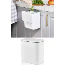 سطل زباله سرپوشیده حمام و آشپزخانه اوریگا کاربردی VIGENTİNO با کابینت و پایه دیواری 15 لیتری.